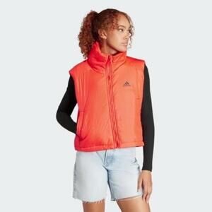 Adidas Helionic Hooded Vest Orange Puffer Quilted Big Logo Gorpcore NWT XL